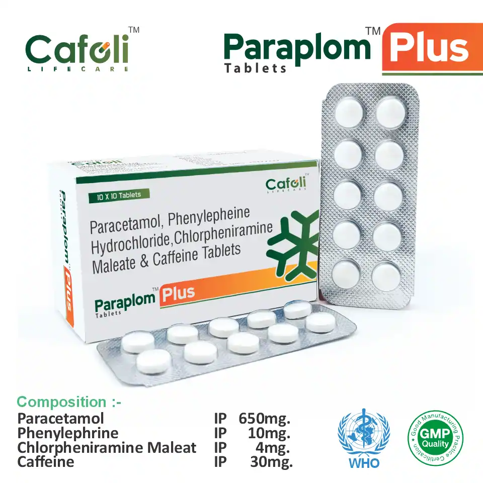 Paracetamol 650mg + CPM 4mg + Phenylephrine 10mg + Caffeine 30mg Tablet PCD Pharma